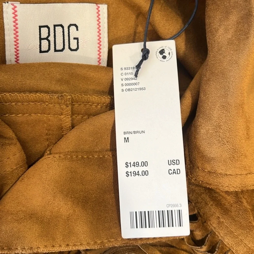 BDG Brown Suede Fringe Leather Jacket - Picture 7 of 9